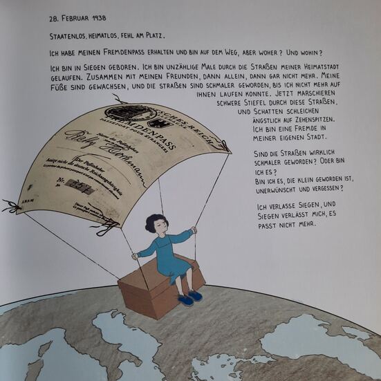 Seite aus der Graphic Novel, die die Geschichte von Betty Hochmann erzählt.