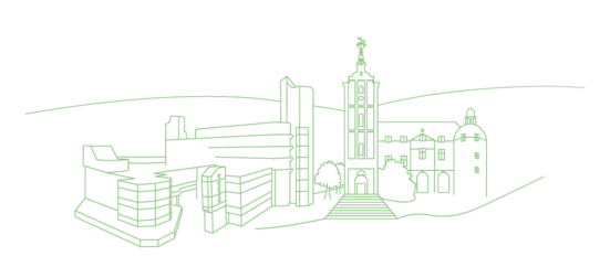 AR Campus und Krönchen als Liniengrafik in grün