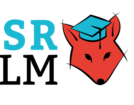 Logo des FSR SLM: ein roter Fuchs mit blauem Graduiertenhut