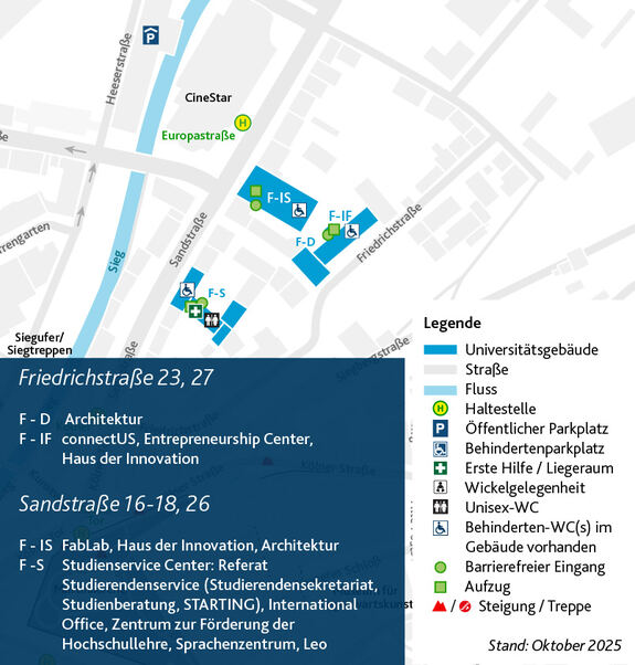 Lageplan Sand/Friedrichstraße