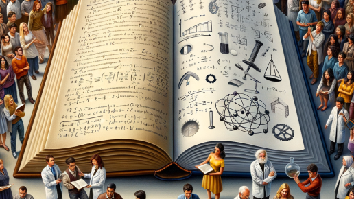 Grafik eines geöffneten Buchs, das von Personen umringt ist