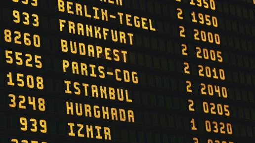 Bild einer Anzeigetafel am Flughafen