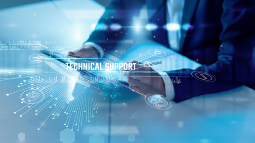 Businessman analysis technical support and IT troubleshooting
