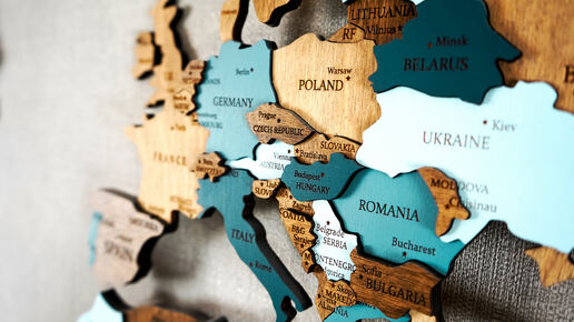 Landkarte Europas als hölzerne Puzzleteile