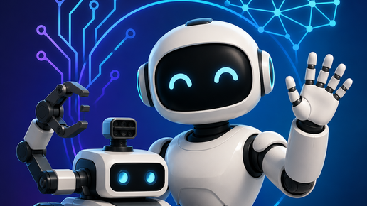 Ein Roboter und eine Darstellung einer KI in Form eines Roboters