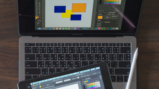 Tablet showing Adobe Illustrator