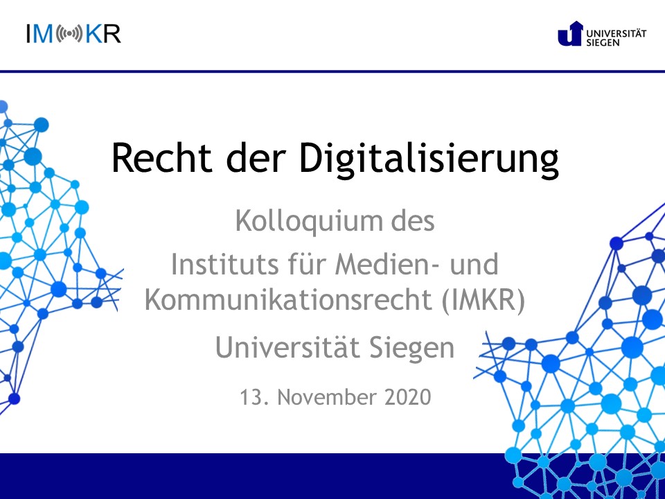 Kolloquium Recht der Digitalisierung