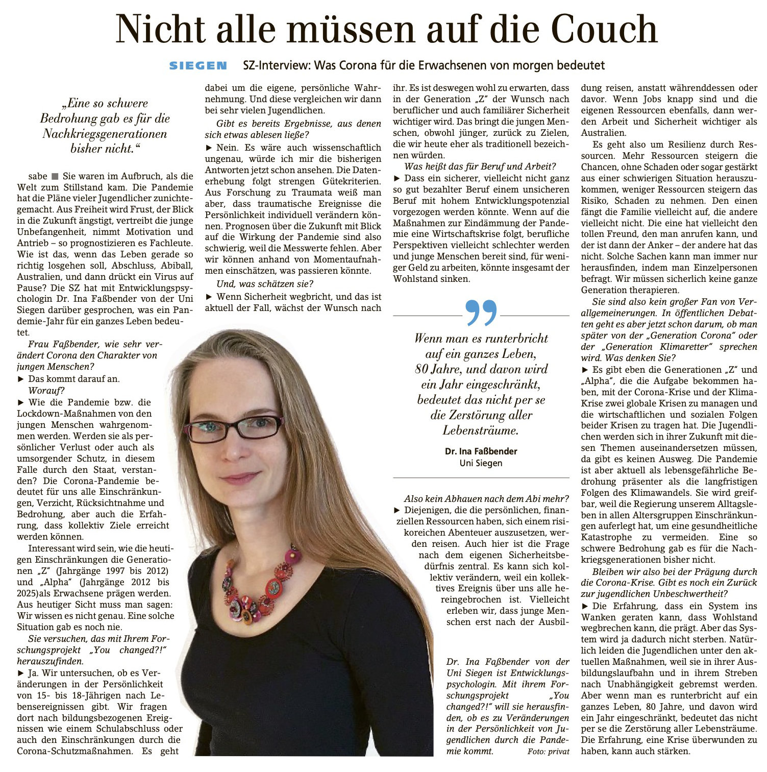 2021_03_02 Interview Siegener Zeitung