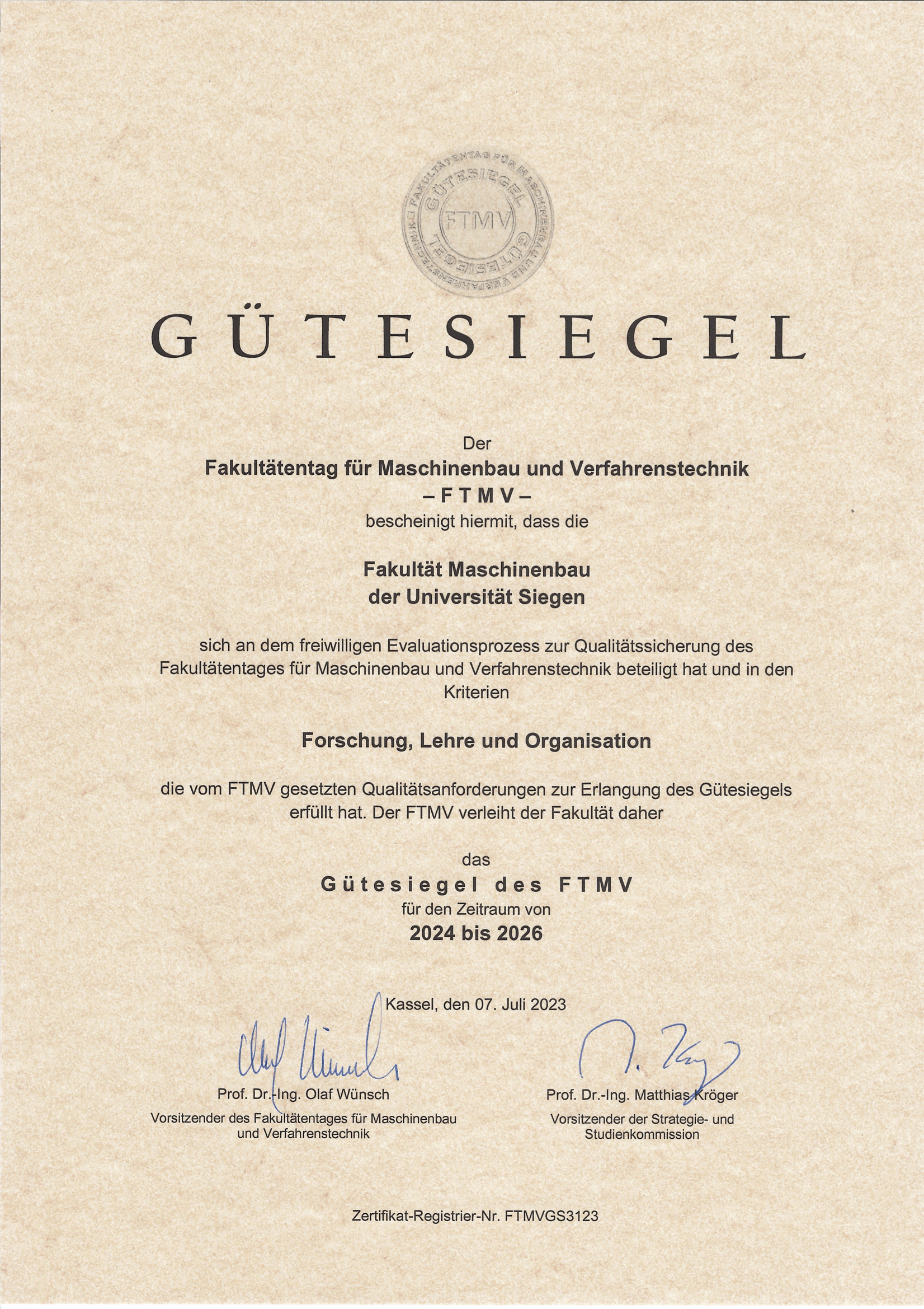 Gütesiegel FTMV 2023