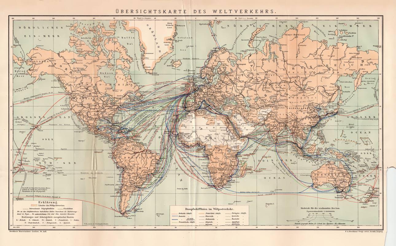 Weltverkehrskarte Brockhaus