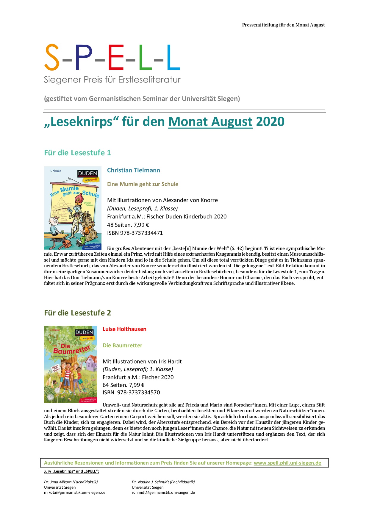 Pressemitteilung SPELL August 2020