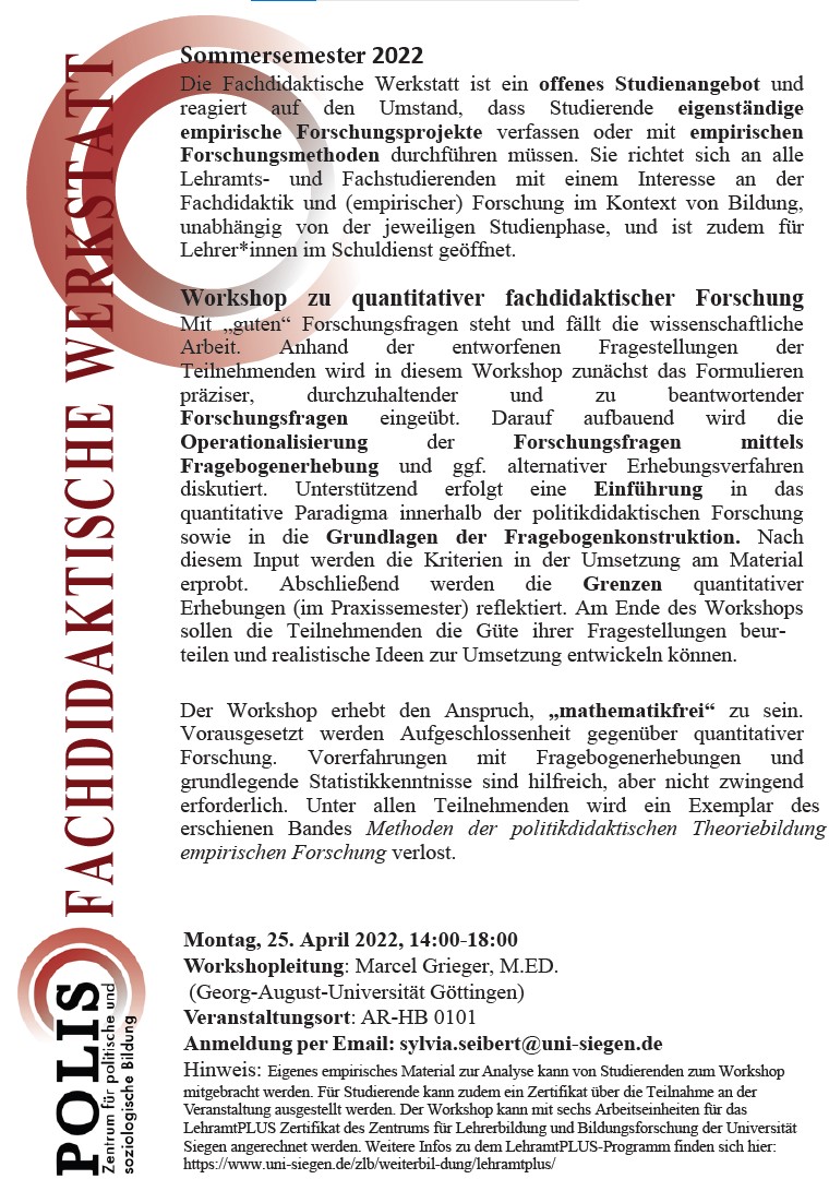 Flyer Fachdidaktische Werkstatt 2022