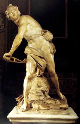 Ginanlorenzo Berninis Skulptur 'David' in der Villa Borghese, Rom