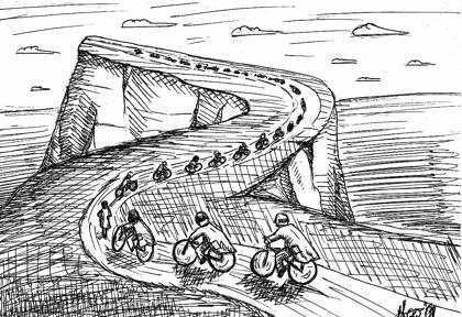 Nur das Hinterrad des Vordermanns im Blick