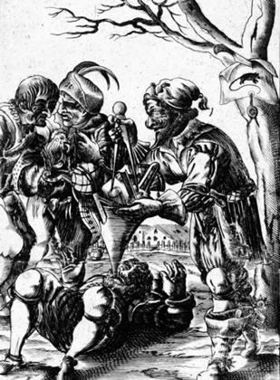 Nuernberger Trichter Kupferstich aus dem 17. Jahrhundert