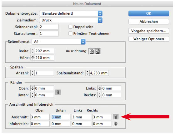 Anschnitt Erstellung Dokument